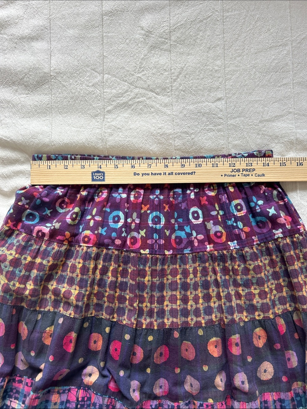 Carol Little Vintage Boho Gypsy Fairy Art Teacher Tiered Maxi Skirt Purple 8 - Picture 3 of 5